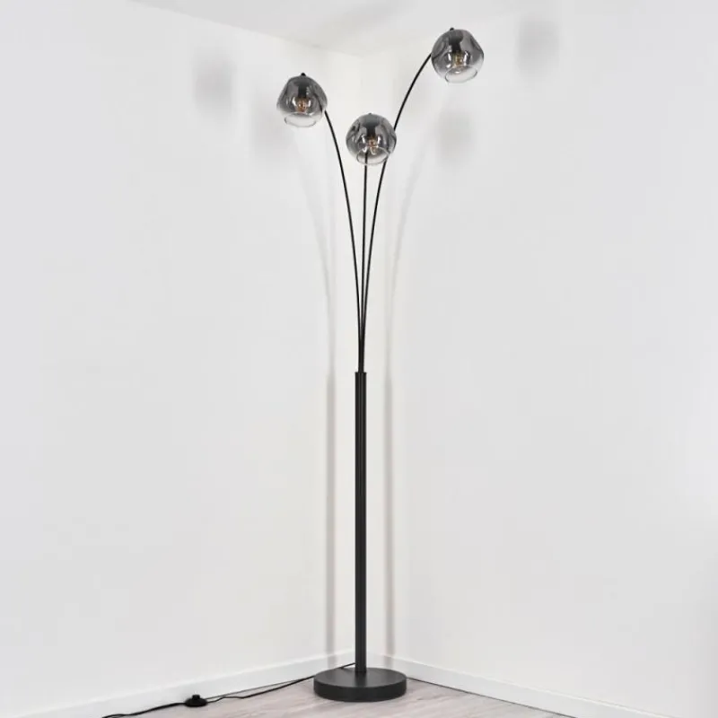 hofstein Ripoll Lampadaire Noir, 3 lumières