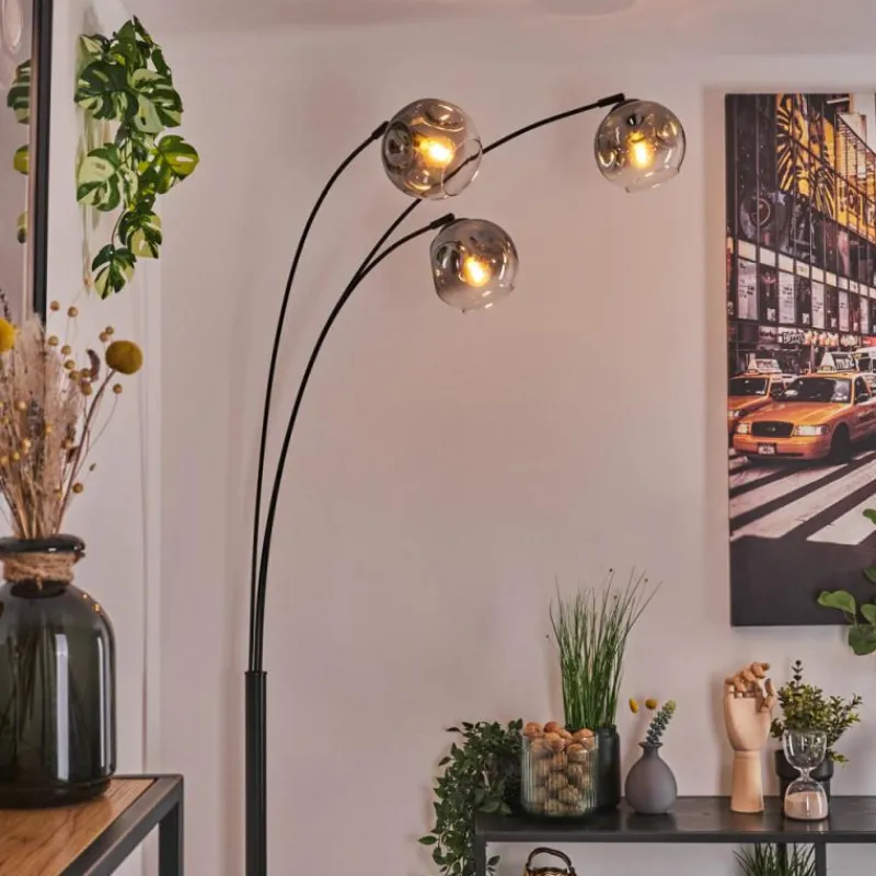 hofstein Ripoll Lampadaire Noir, 3 lumières