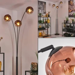 hofstein Ripoll Lampadaire Noir, 3 lumières