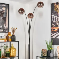 hofstein Ripoll Lampadaire Noir, 3 lumières