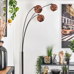 hofstein Ripoll Lampadaire Noir, 3 lumières