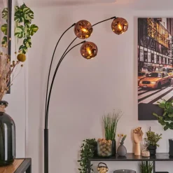 hofstein Ripoll Lampadaire Noir, 3 lumières