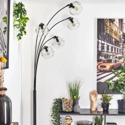 hofstein Ripoll Lampadaire Noir, 5 lumières