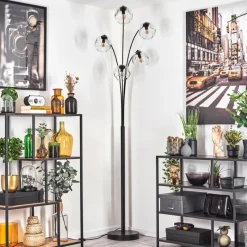 hofstein Ripoll Lampadaire Noir, 5 lumières