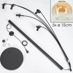 hofstein Ripoll Lampadaire Noir, 5 lumières