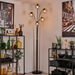 hofstein Ripoll Lampadaire Noir, 5 lumières