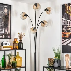 hofstein Ripoll Lampadaire Noir, 5 lumières