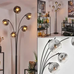 hofstein Ripoll Lampadaire Noir, 5 lumières