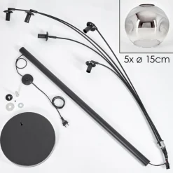 hofstein Ripoll Lampadaire Noir, 5 lumières