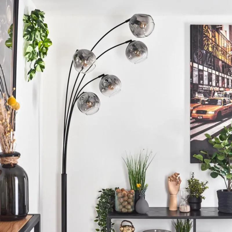 hofstein Ripoll Lampadaire Noir, 5 lumières