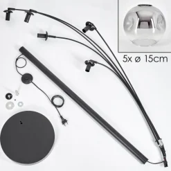 hofstein Ripoll Lampadaire Noir, 5 lumières