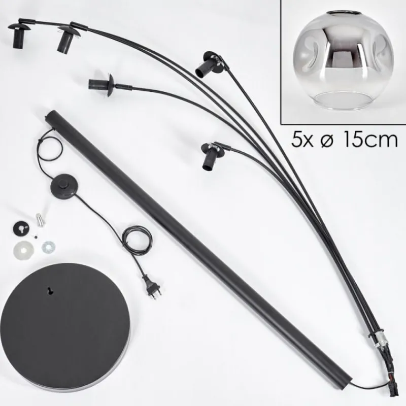 hofstein Ripoll Lampadaire Noir, 5 lumières