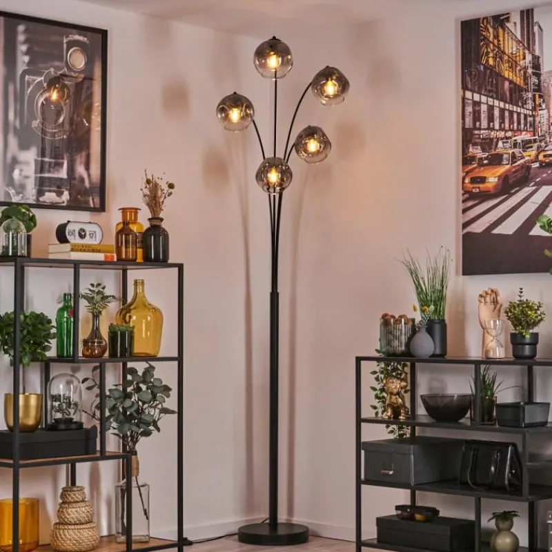 hofstein Ripoll Lampadaire Noir, 5 lumières