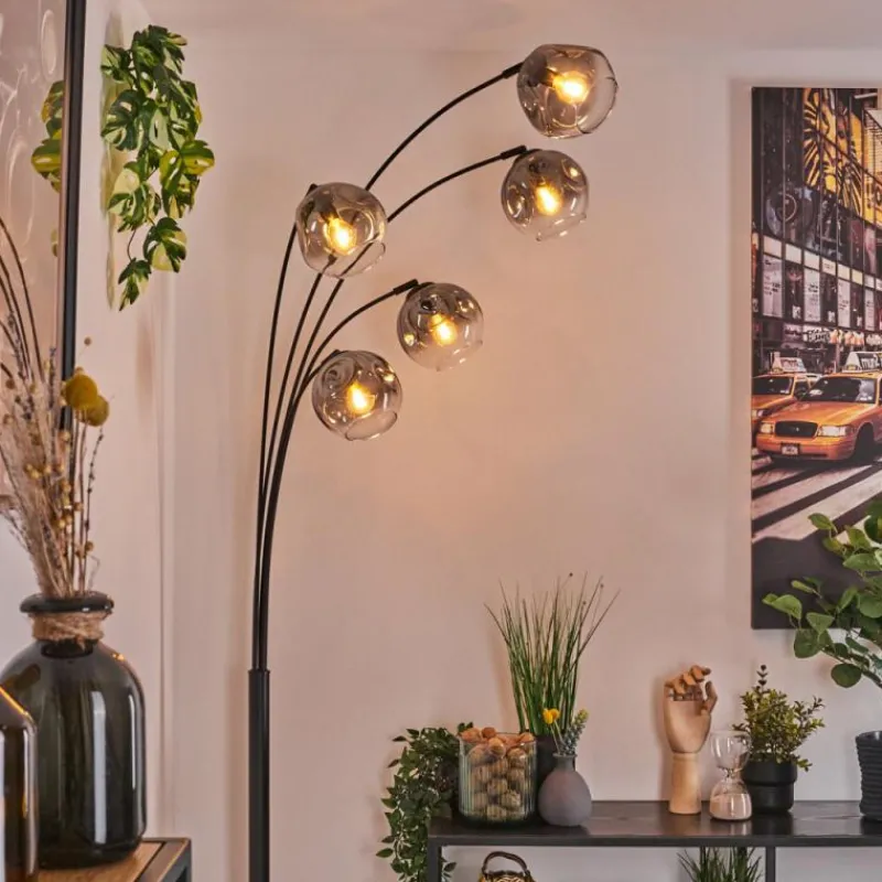 hofstein Ripoll Lampadaire Noir, 5 lumières