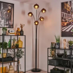 hofstein Ripoll Lampadaire Noir, 5 lumières