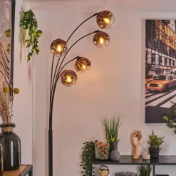 hofstein Ripoll Lampadaire Noir, 5 lumières