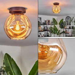 hofstein Ripoll Plafonnier Ambre, 1 lumière