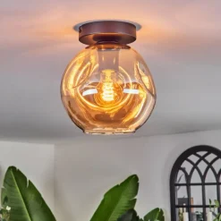 hofstein Ripoll Plafonnier Ambre, 1 lumière