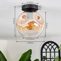 hofstein Ripoll Plafonnier Ambre, Clair, 1 lumière