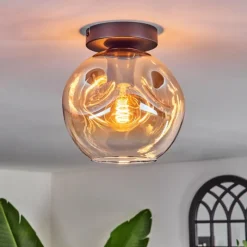 hofstein Ripoll Plafonnier Ambre, Clair, 1 lumière