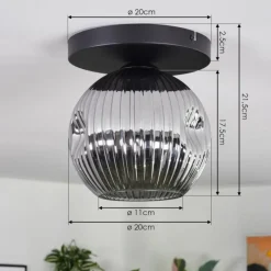 hofstein Ripoll Plafonnier, Boule lumineuse Fumé, 1 lumière