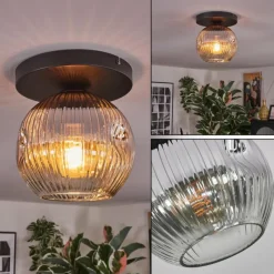hofstein Ripoll Plafonnier, Boule lumineuse Chrome, Clair, Fumé, 1 lumière