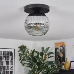 hofstein Ripoll Plafonnier, Boule lumineuse Chrome, Clair, Fumé, 1 lumière