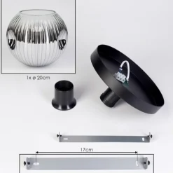 hofstein Ripoll Plafonnier, Boule lumineuse Chrome, Clair, Fumé, 1 lumière