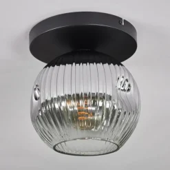 hofstein Ripoll Plafonnier, Boule lumineuse Chrome, Clair, Fumé, 1 lumière