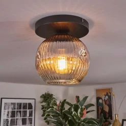 hofstein Ripoll Plafonnier, Boule lumineuse Chrome, Clair, Fumé, 1 lumière