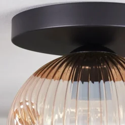hofstein Ripoll Plafonnier, Boule lumineuse Ambre, Clair, 1 lumière