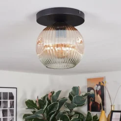 hofstein Ripoll Plafonnier, Boule lumineuse Ambre, Clair, 1 lumière