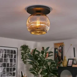 hofstein Ripoll Plafonnier, Boule lumineuse Chrome, Fumé, 1 lumière