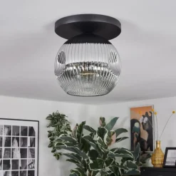 hofstein Ripoll Plafonnier, Boule lumineuse Chrome, Clair, Fumé, 1 lumière