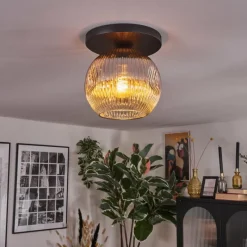 hofstein Ripoll Plafonnier, Boule lumineuse Chrome, Clair, Fumé, 1 lumière