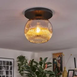 hofstein Ripoll Plafonnier, Boule lumineuse Chrome, Clair, Fumé, 1 lumière