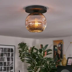 hofstein Ripoll Plafonnier, Boule lumineuse Chrome, Fumé, 1 lumière