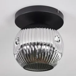 hofstein Ripoll Plafonnier, Boule lumineuse Chrome, Fumé, 1 lumière