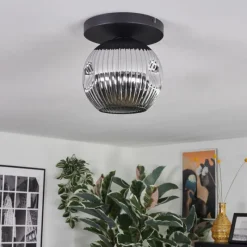 hofstein Ripoll Plafonnier, Boule lumineuse Chrome, Fumé, 1 lumière