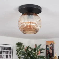 hofstein Ripoll Plafonnier, Boule lumineuse Ambre, 1 lumière