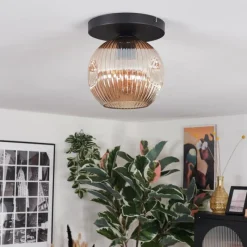 hofstein Ripoll Plafonnier, Boule lumineuse Ambre, 1 lumière
