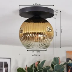 Lampes Dorées-hofstein Ripoll Plafonnier, Boule lumineuse Or, Clair, 1 lumière