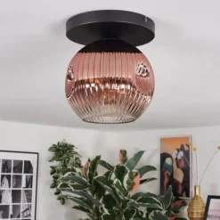 hofstein Ripoll Plafonnier, Boule lumineuse Clair, Cuivré, 1 lumière