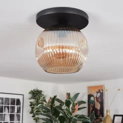 hofstein Ripoll Plafonnier, Boule lumineuse Ambre, 1 lumière