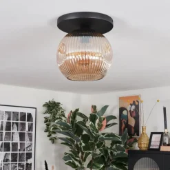 hofstein Ripoll Plafonnier, Boule lumineuse Ambre, 1 lumière