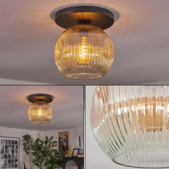 hofstein Ripoll Plafonnier, Boule lumineuse Ambre, Clair, 1 lumière