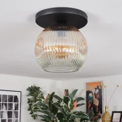 hofstein Ripoll Plafonnier, Boule lumineuse Ambre, Clair, 1 lumière