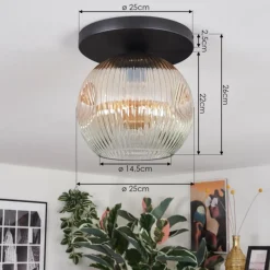 hofstein Ripoll Plafonnier, Boule lumineuse Ambre, Clair, 1 lumière