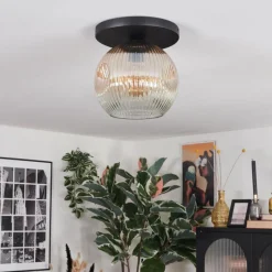 hofstein Ripoll Plafonnier, Boule lumineuse Ambre, Clair, 1 lumière