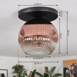 hofstein Ripoll Plafonnier, Boule lumineuse Clair, Cuivré, 1 lumière